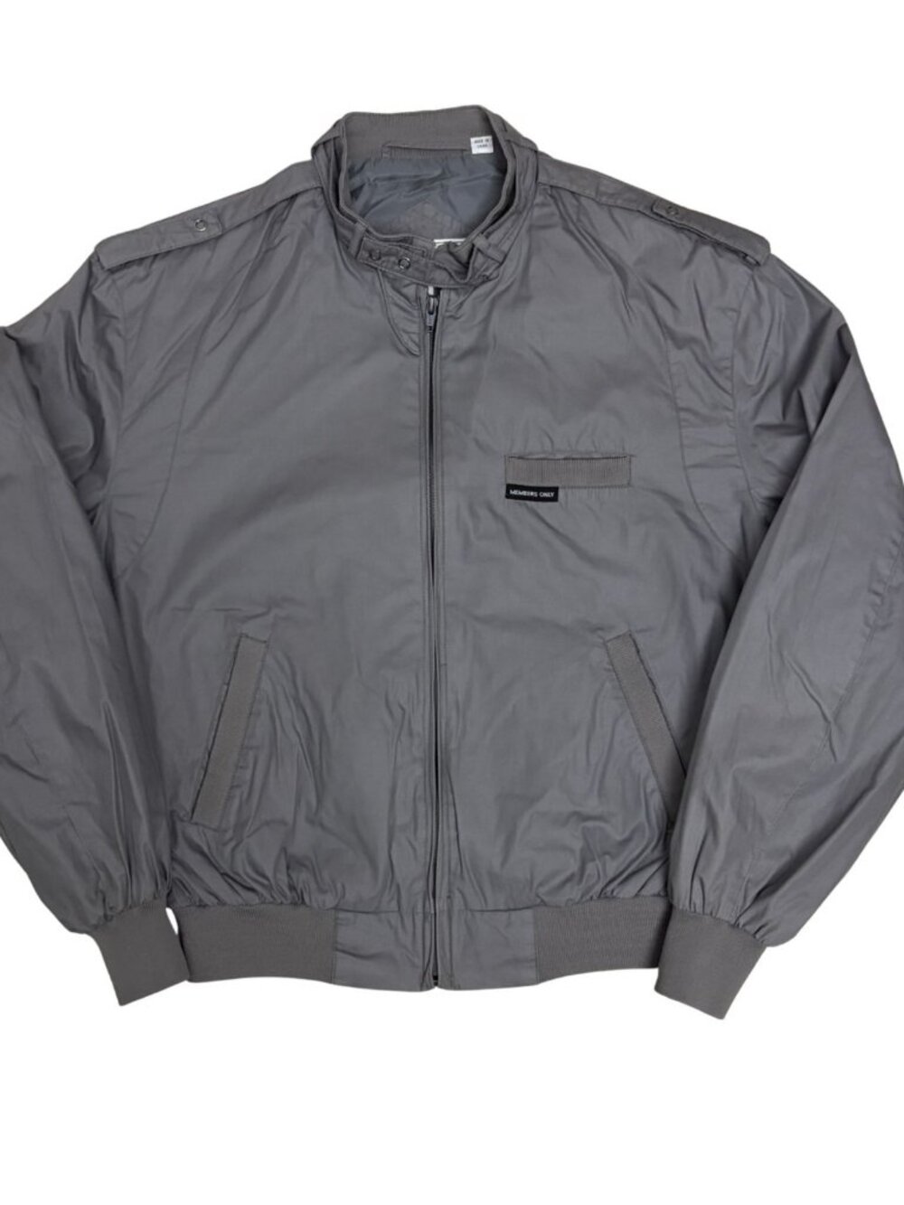 MEMBERS ONLY Vintage 90s Bomber RACER Jacket Grey Business Coat Mens Large